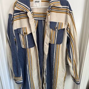 Aerie Striped Button-Up Shirt Jacket